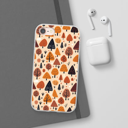 Terracotta Tree Tapestry: A Playful Autumn Mosaic - Flexible Phone Case