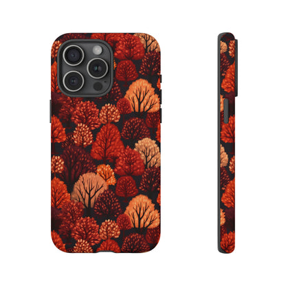 Crimson Forest: Autumn Trees in Vibrant Detail - Tough Phone Case