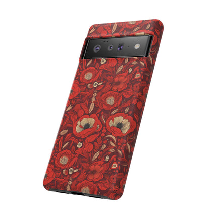 Radiant Spring Blossoms Tough Phone Case - Vibrant Red Floral Design