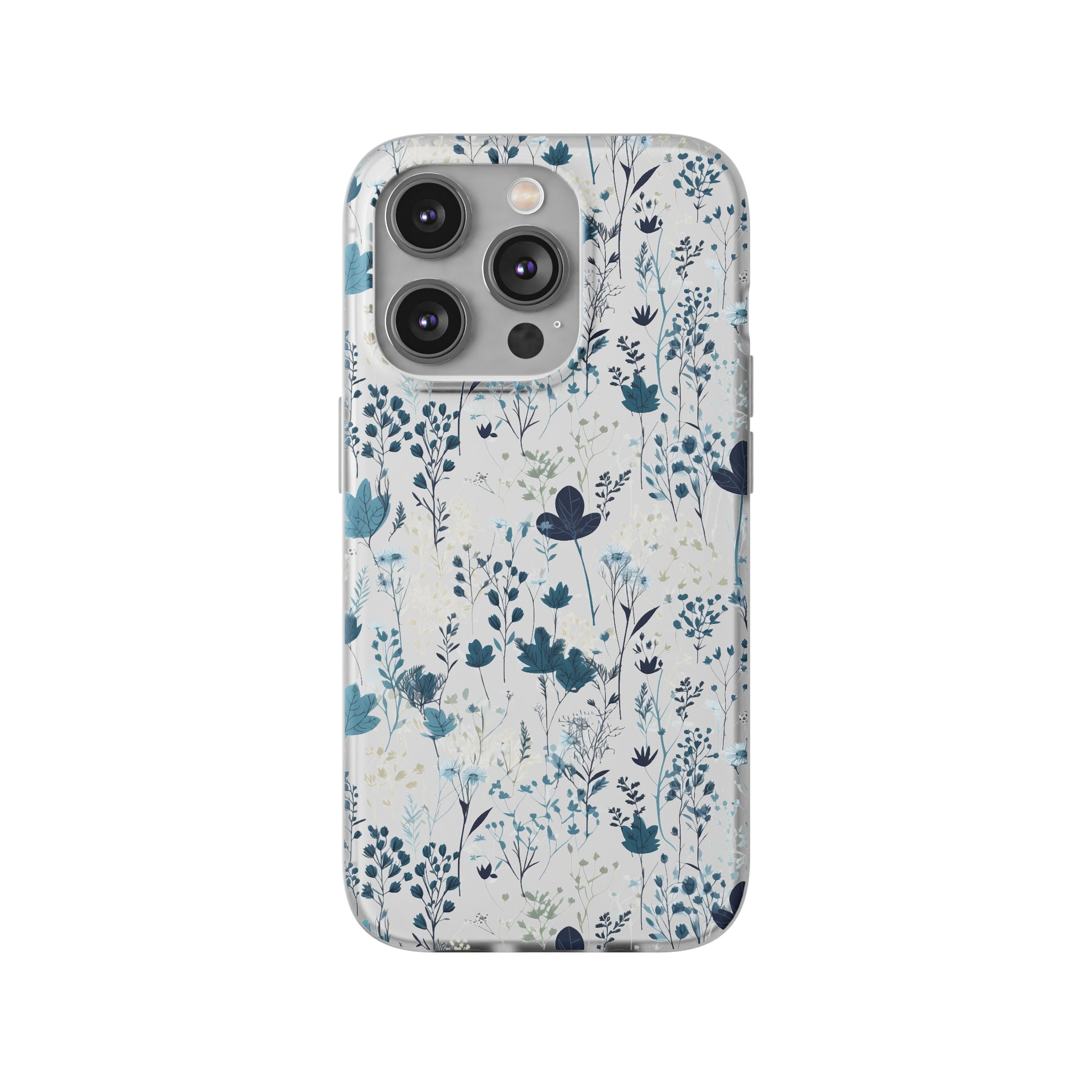 Serene Blue Wildflower Phone Case - Elegant White Background Design - Spring Collection - Flexi Cases Phone Case Pattern Symphony   