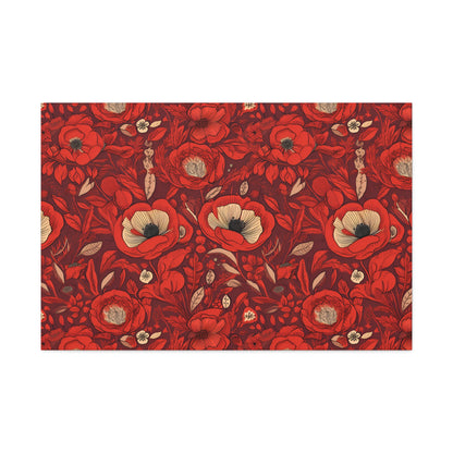 Radiant Spring Blossoms - Vibrant Red Floral Design - Wall Art Canvas