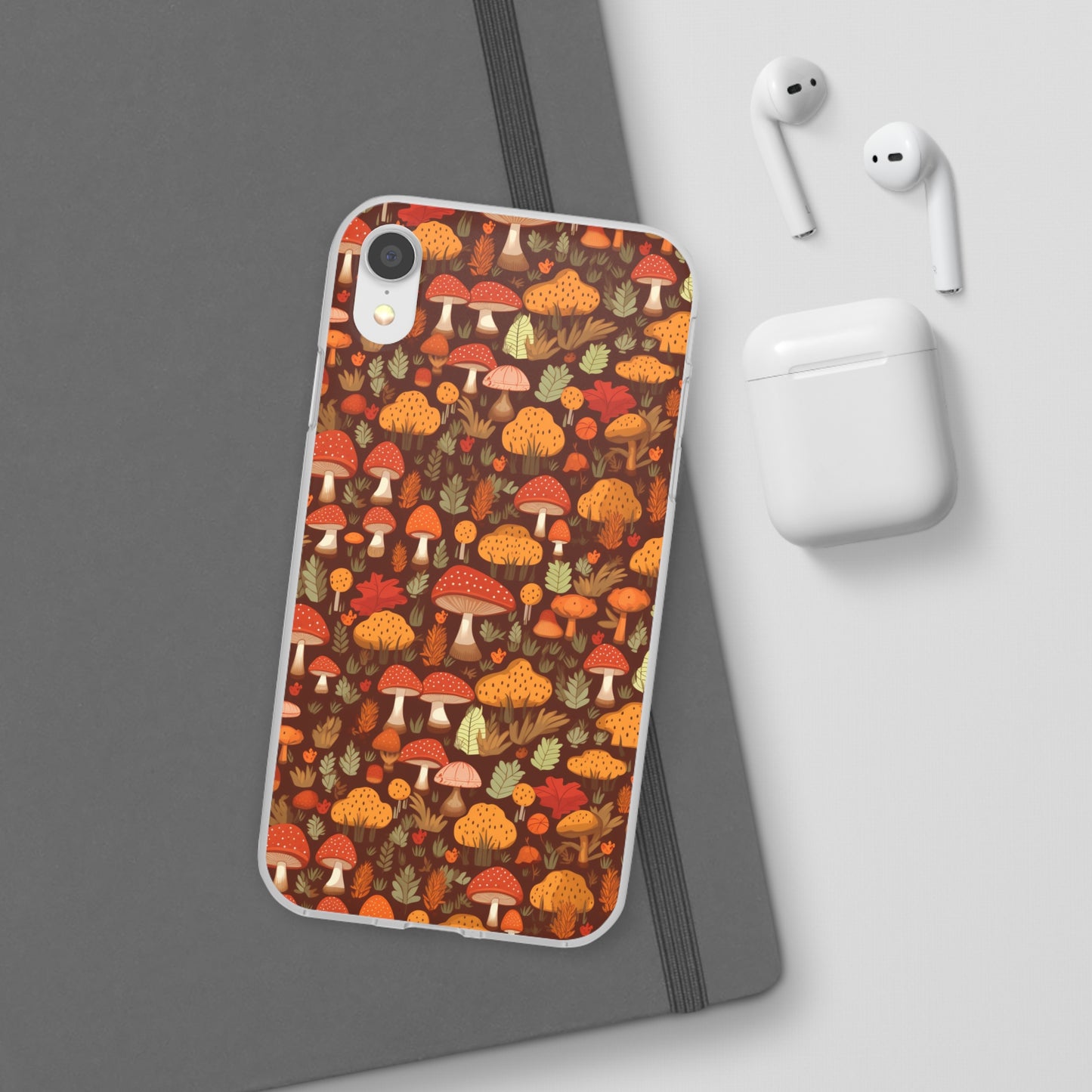 Autumn Spore Wonderland: Enchanting Mushroom and Leaf Designs - Flexible Phone Case