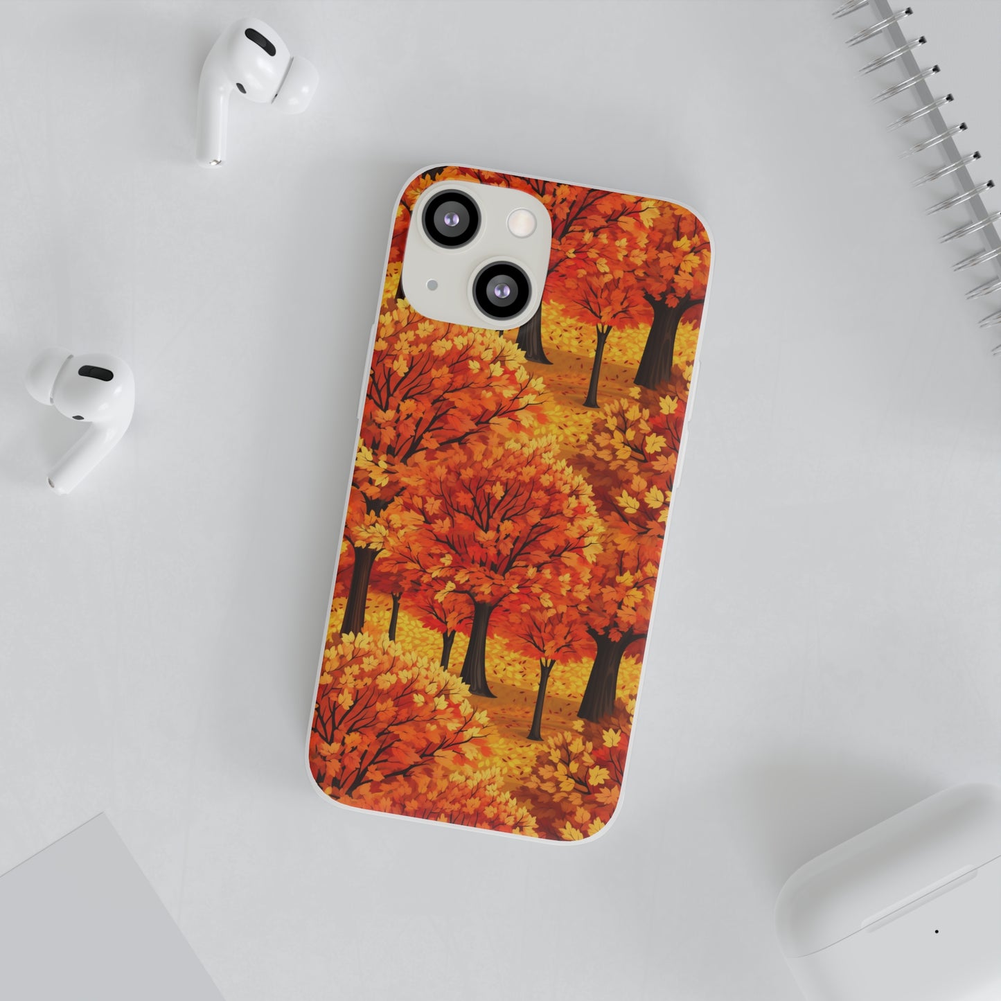 Impasto-Style Woodlands: High-Contrast Autumn Foliage - Flexible Phone Case