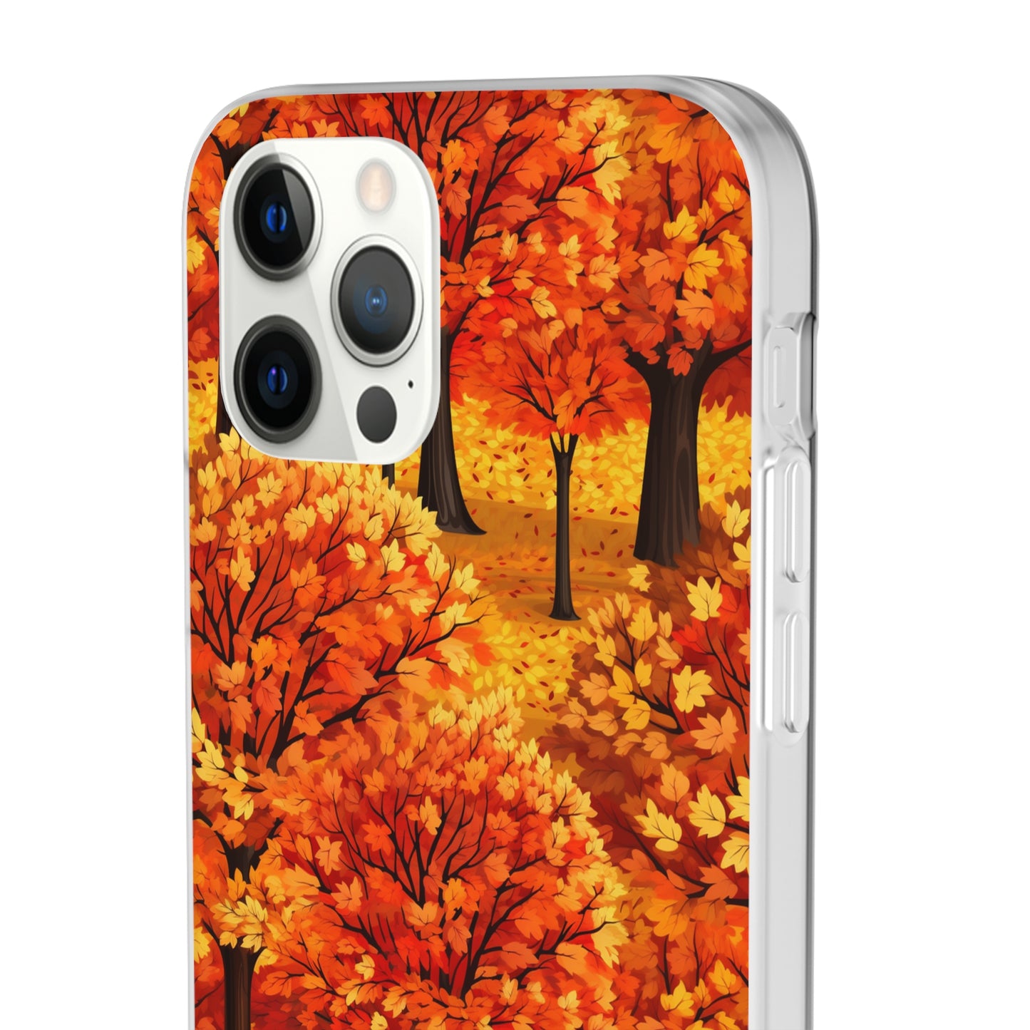 Impasto-Style Woodlands: High-Contrast Autumn Foliage - Flexible Phone Case