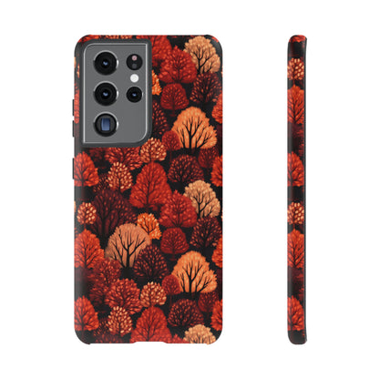 Crimson Forest: Autumn Trees in Vibrant Detail - Tough Phone Case