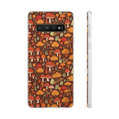 Autumn Spore Wonderland: Enchanting Mushroom and Leaf Designs - Flexible Phone Case