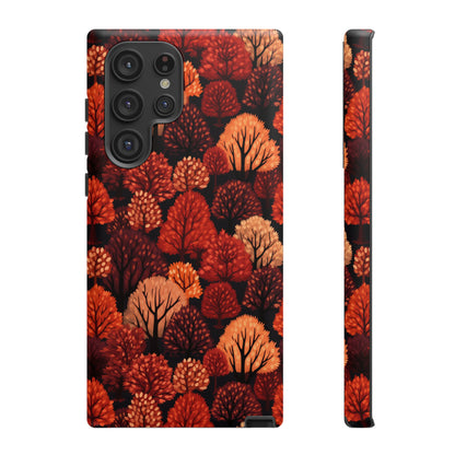 Crimson Forest: Autumn Trees in Vibrant Detail - Tough Phone Case