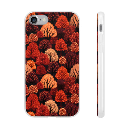 Crimson Forest: Autumn Trees in Vibrant Detail - Flexible Phone Case