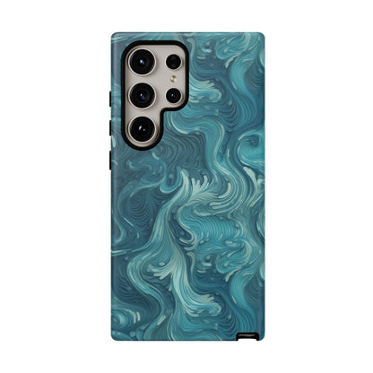 Azure Depths: Layered Blue Topographic Design Tough Phone Case