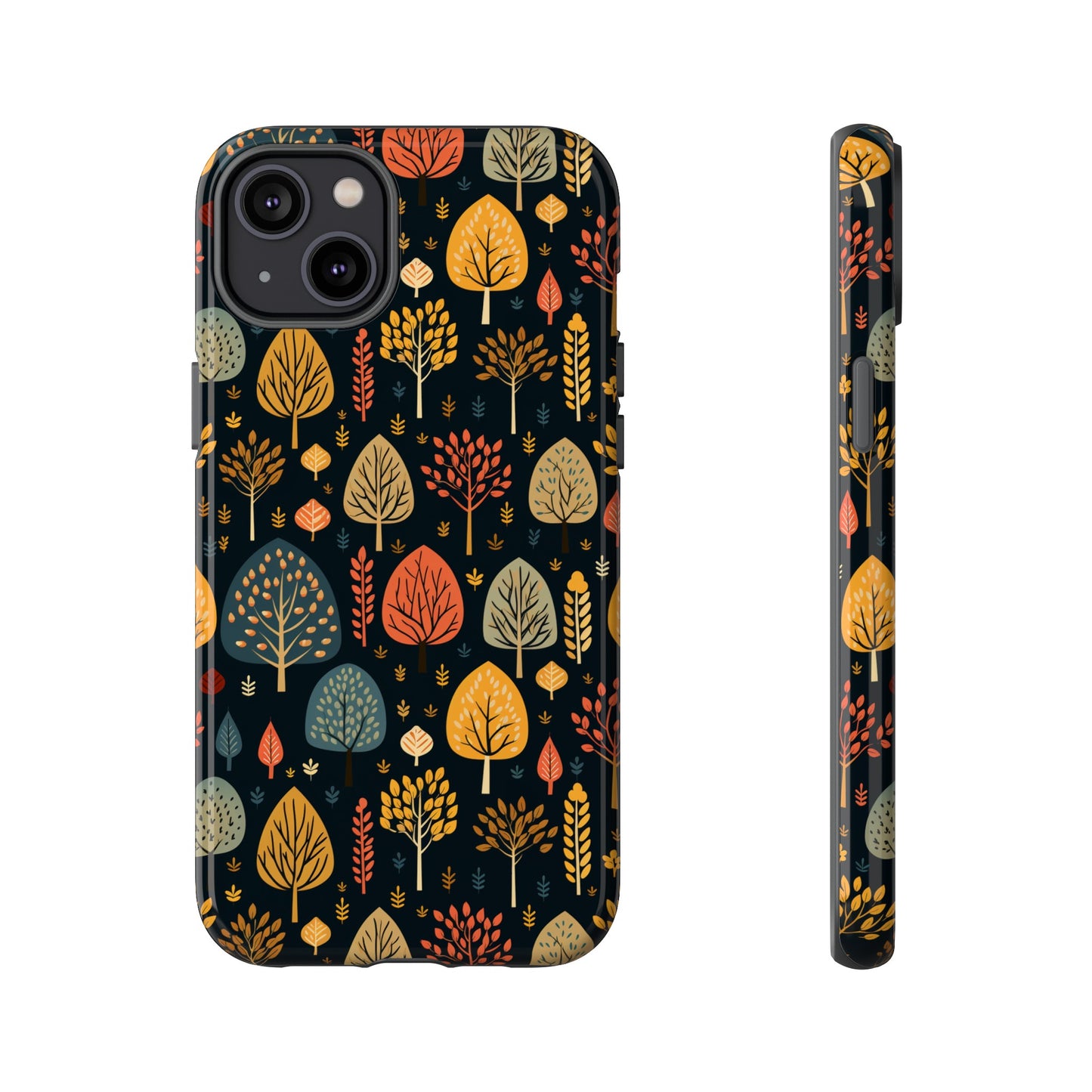 Mid-Century Mosaic: Dappled Leaves and Folk Imagery - Tough Phone Case