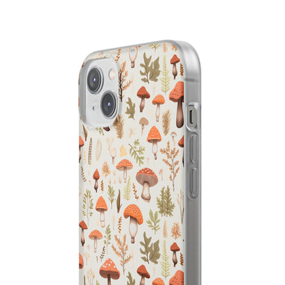 Mushroom Haven - Autumnal Tones Botanical illustration - Flexible Phone Case