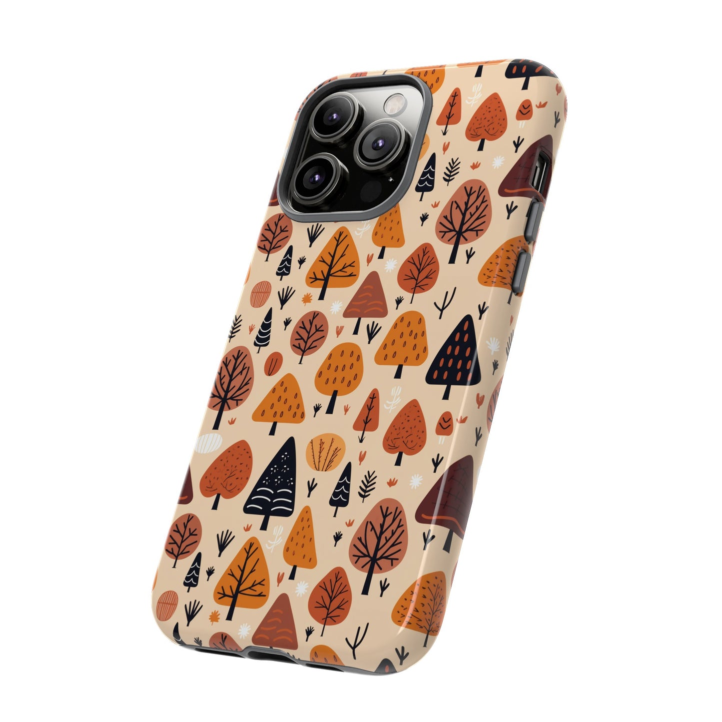 Terracotta Tree Tapestry: A Playful Autumn Mosaic - Tough Phone Case