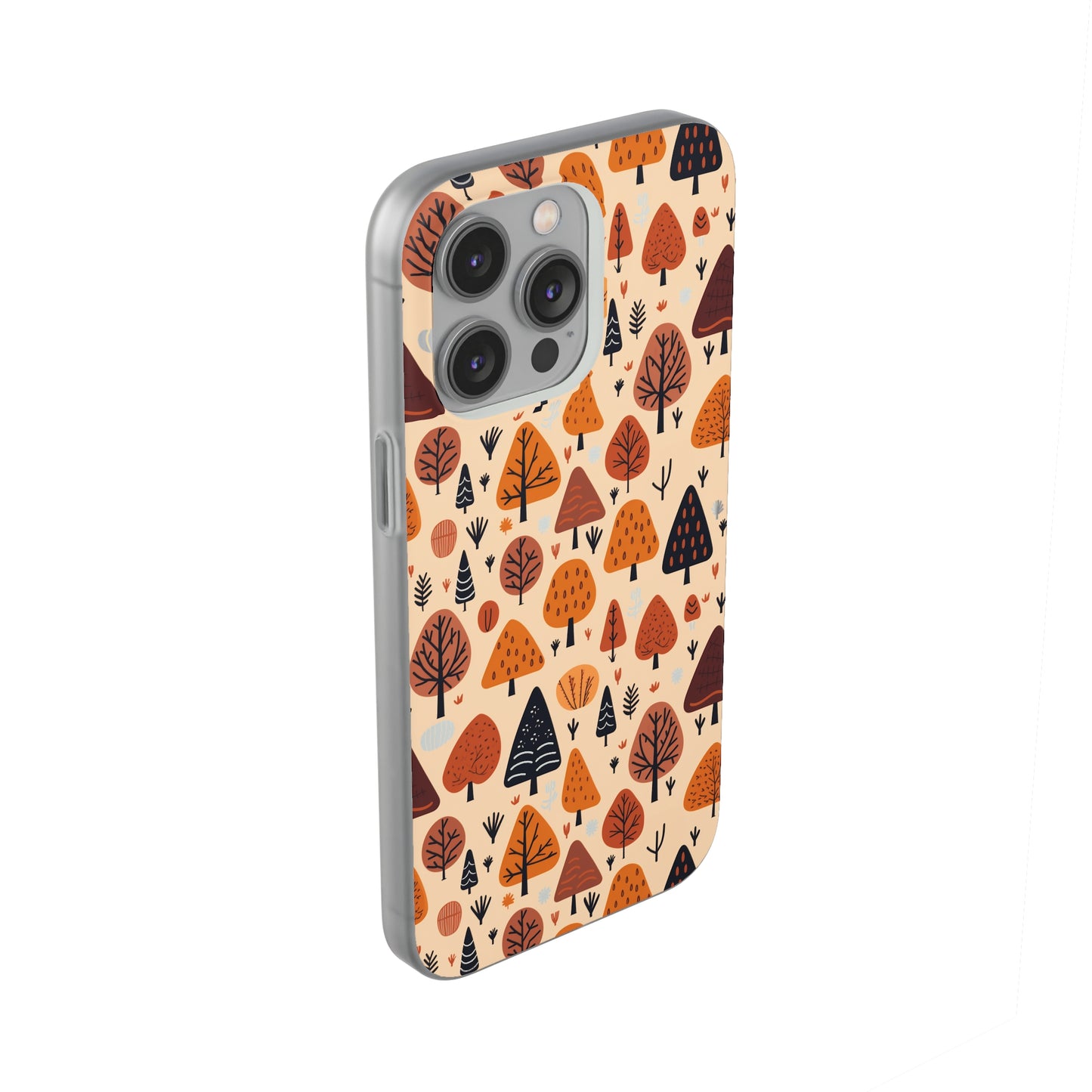 Terracotta Tree Tapestry: A Playful Autumn Mosaic - Flexible Phone Case