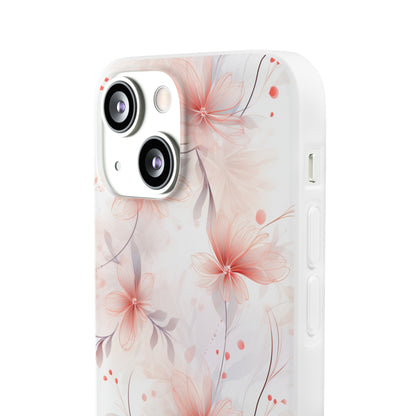 Whispering Petals: Subtle Grey & Pastel Red Gradient Phone Case