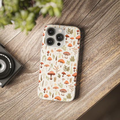 Mushroom Haven - Autumnal Tones Botanical illustration - Flexible Phone Case