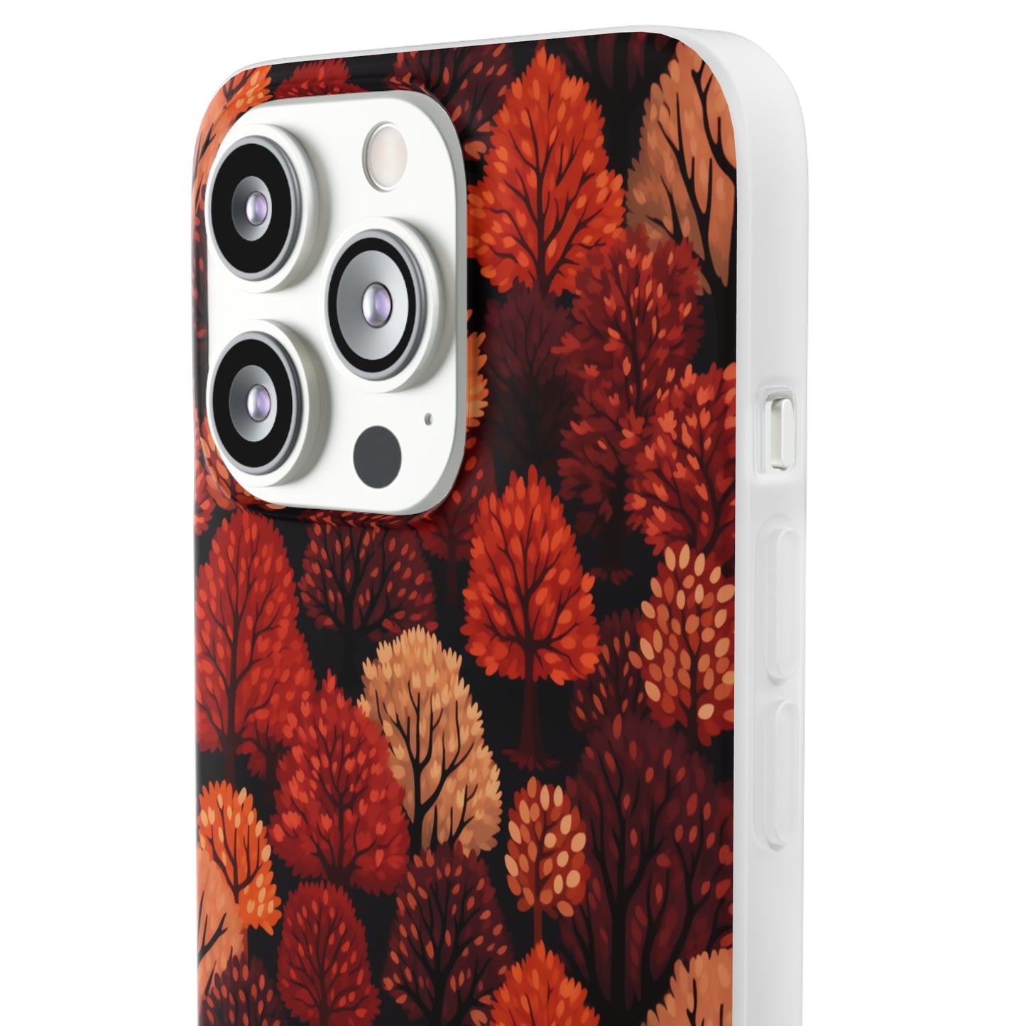 Crimson Forest: Autumn Trees in Vibrant Detail - Flexible Phone Case