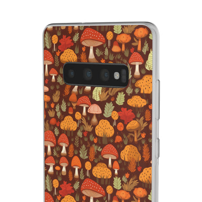 Autumn Spore Wonderland: Enchanting Mushroom and Leaf Designs - Flexible Phone Case