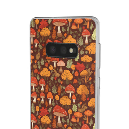 Autumn Spore Wonderland: Enchanting Mushroom and Leaf Designs - Flexible Phone Case