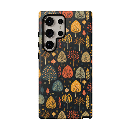 Mid-Century Mosaic: Dappled Leaves and Folk Imagery - Tough Phone Case