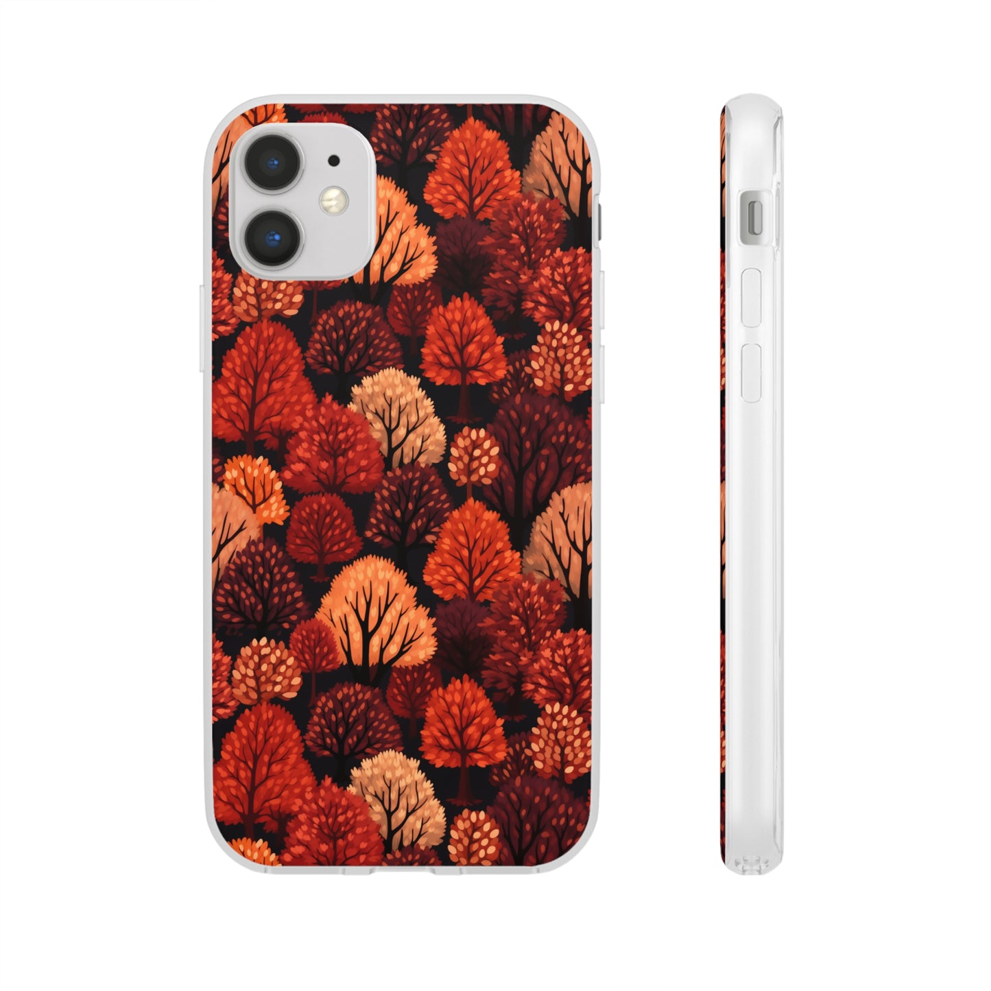 Crimson Forest: Autumn Trees in Vibrant Detail - Flexible Phone Case