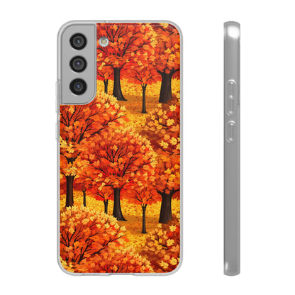 Impasto-Style Woodlands: High-Contrast Autumn Foliage - Flexible Phone Case