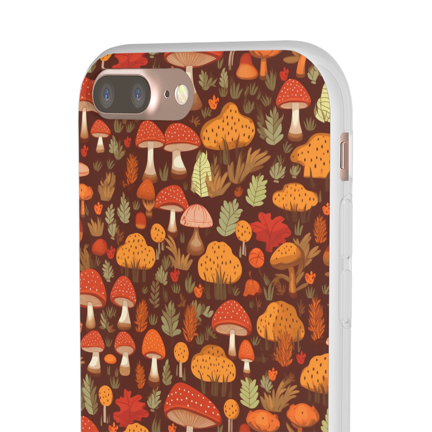 Autumn Spore Wonderland: Enchanting Mushroom and Leaf Designs - Flexible Phone Case