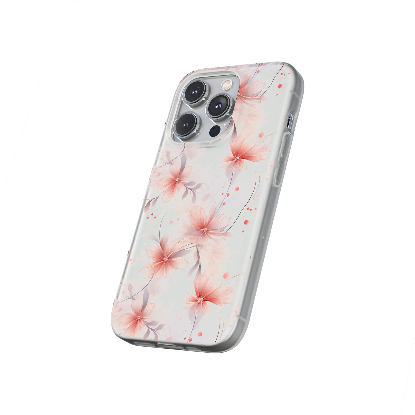 Whispering Petals: Subtle Grey & Pastel Red Gradient Phone Case