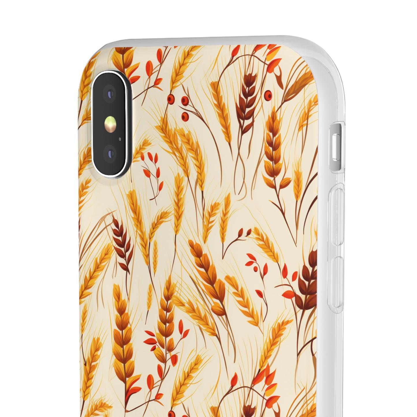 Golden Harvest: An Autumn Collage of Wheat and Berries - Flexible Phone Case