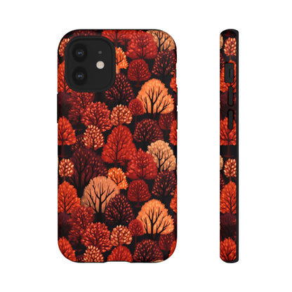 Crimson Forest: Autumn Trees in Vibrant Detail - Tough Phone Case