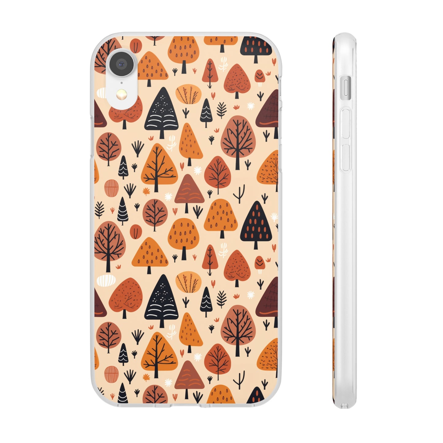 Terracotta Tree Tapestry: A Playful Autumn Mosaic - Flexible Phone Case