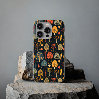 Mid-Century Mosaic: Dappled Leaves and Folk Imagery - Flexible Phone Case