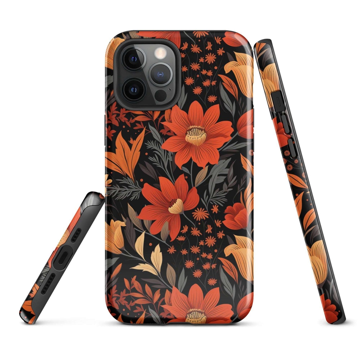 Autumn Blossom Noir - A Dark Floral Canvas - iPhone Case - Pattern Symphony