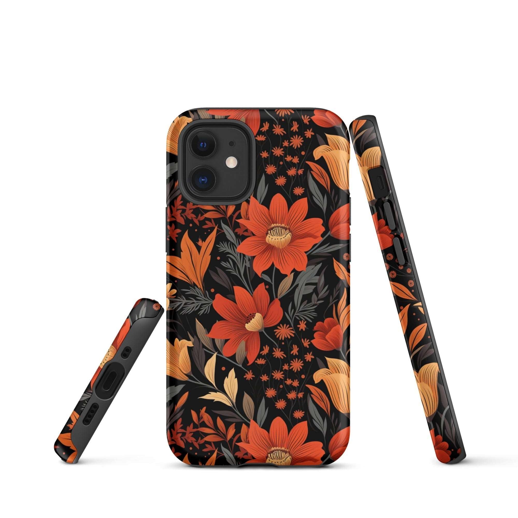 Autumn Blossom Noir - A Dark Floral Canvas - iPhone Case - Pattern Symphony