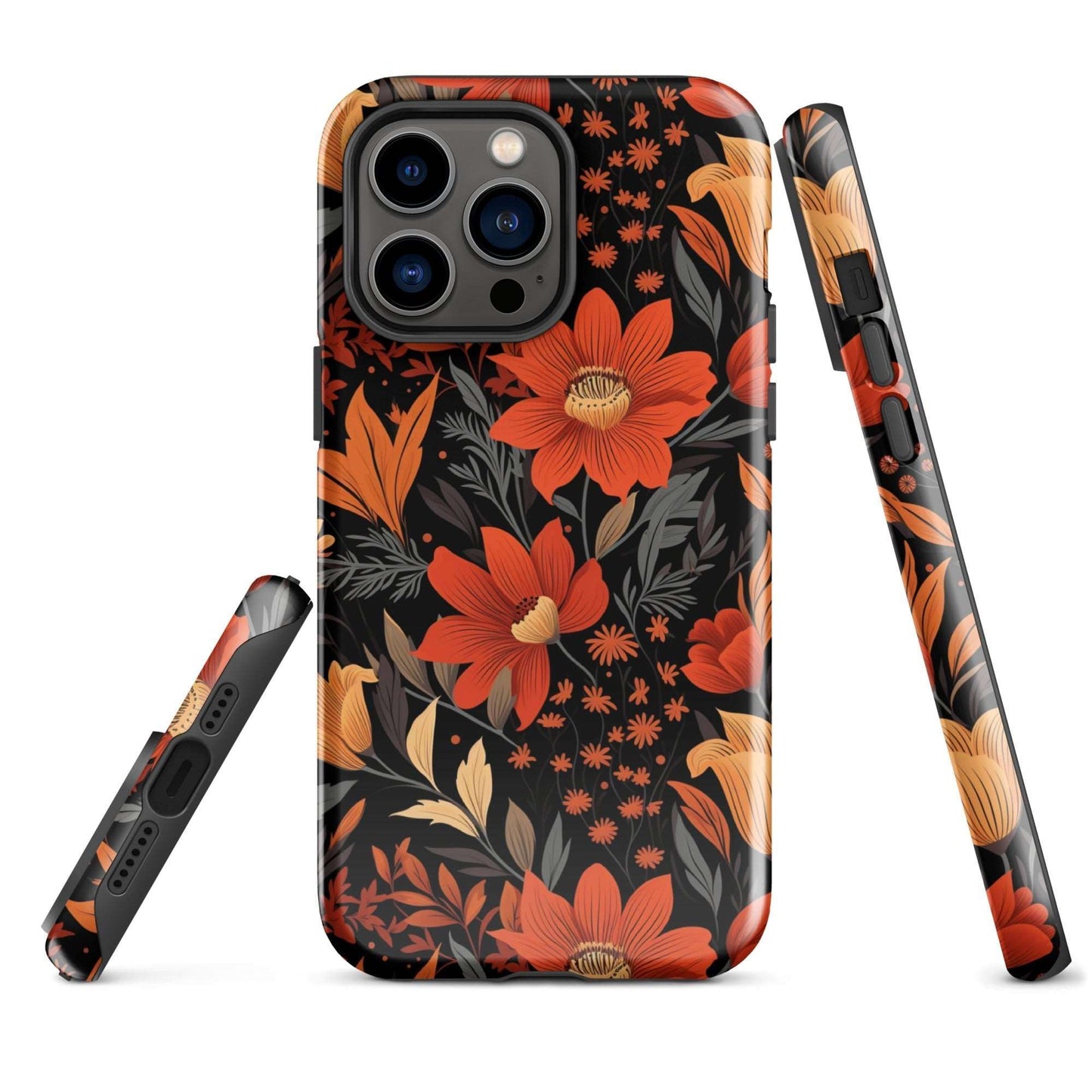 Autumn Blossom Noir - A Dark Floral Canvas - iPhone Case - Pattern Symphony