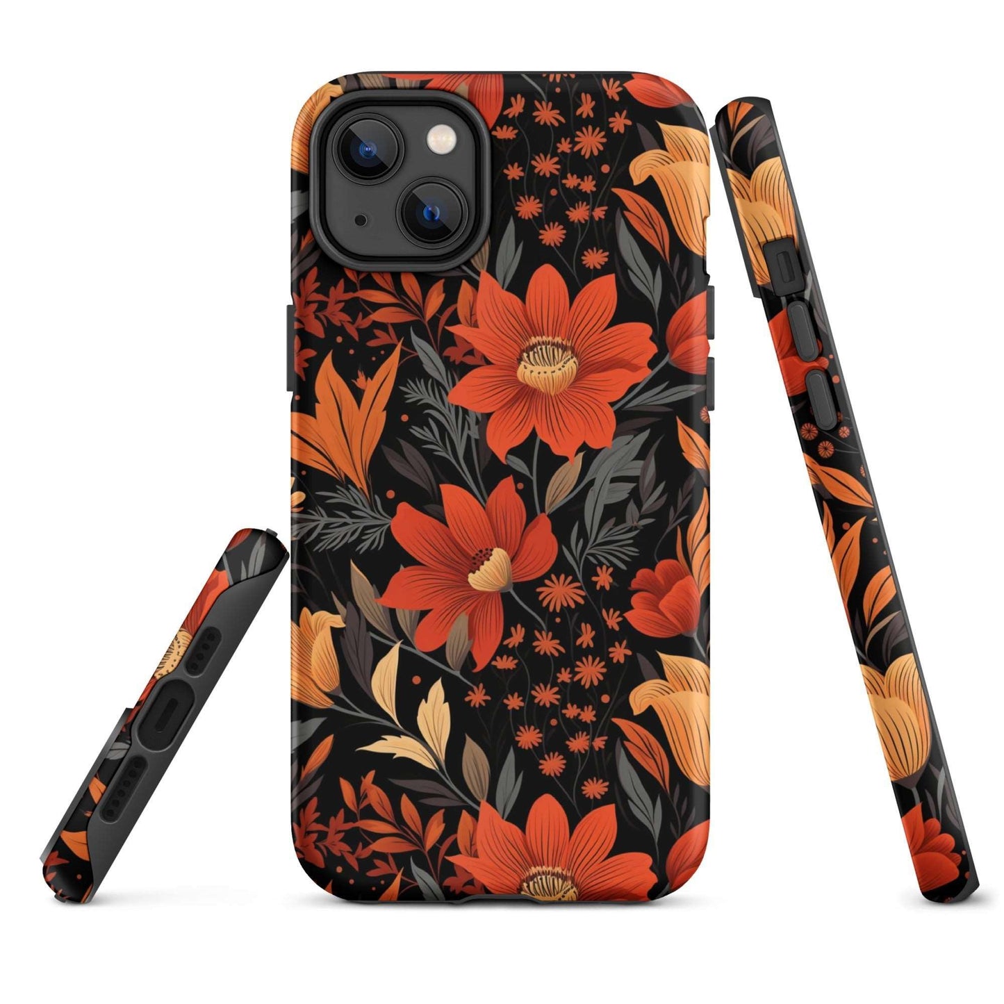 Autumn Blossom Noir - A Dark Floral Canvas - iPhone Case - Pattern Symphony