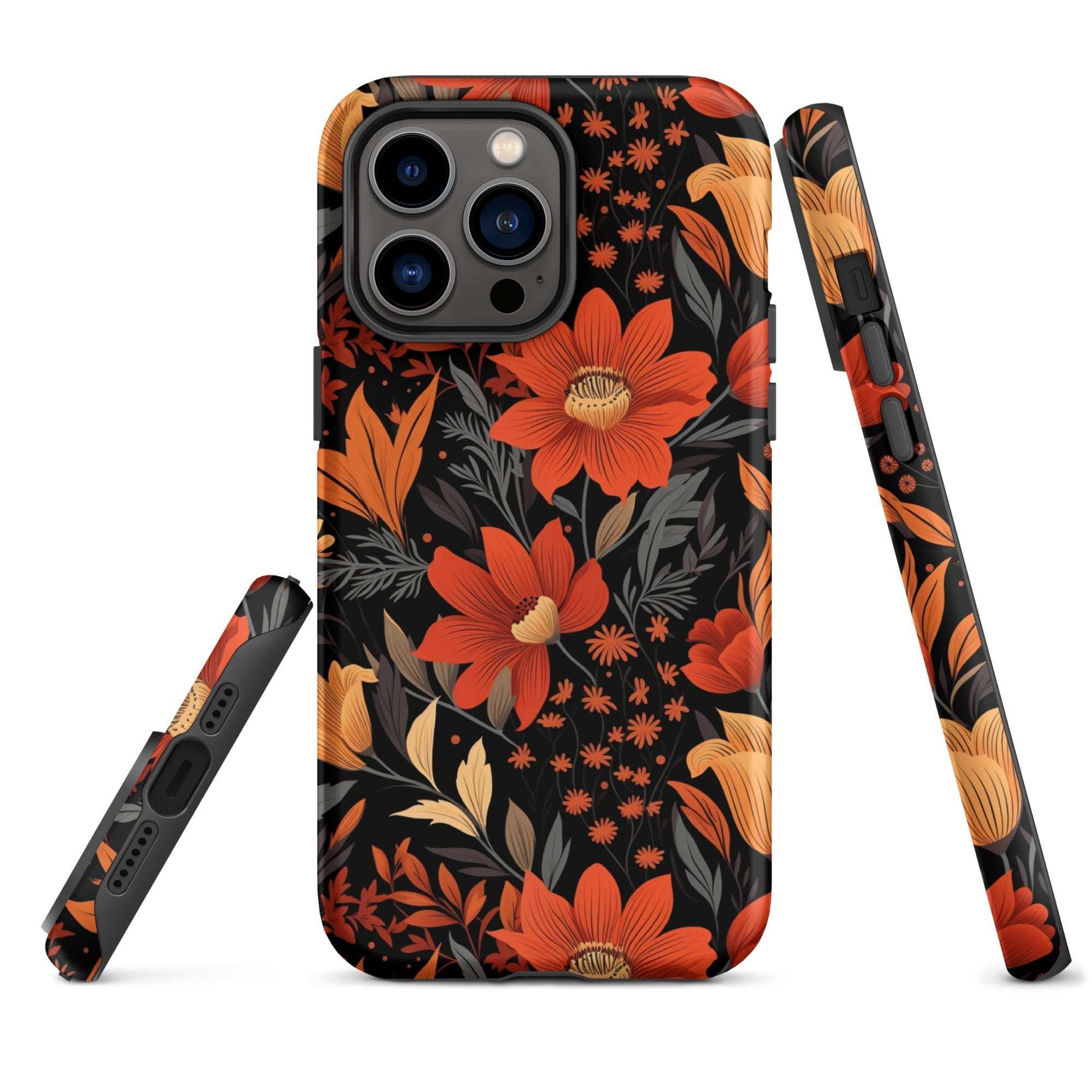 Autumn Blossom Noir - A Dark Floral Canvas - iPhone Case - Pattern Symphony