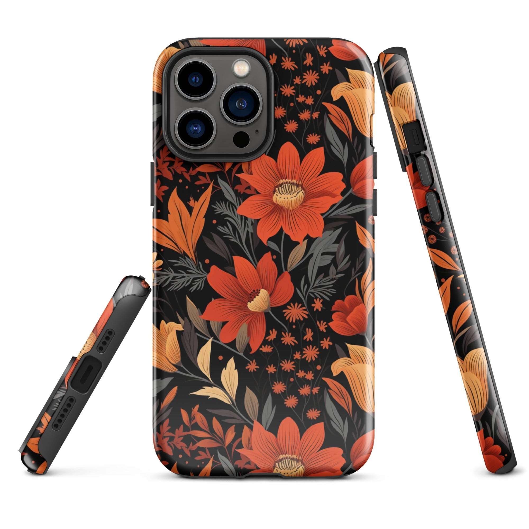 Autumn Blossom Noir - A Dark Floral Canvas - iPhone Case - Pattern Symphony