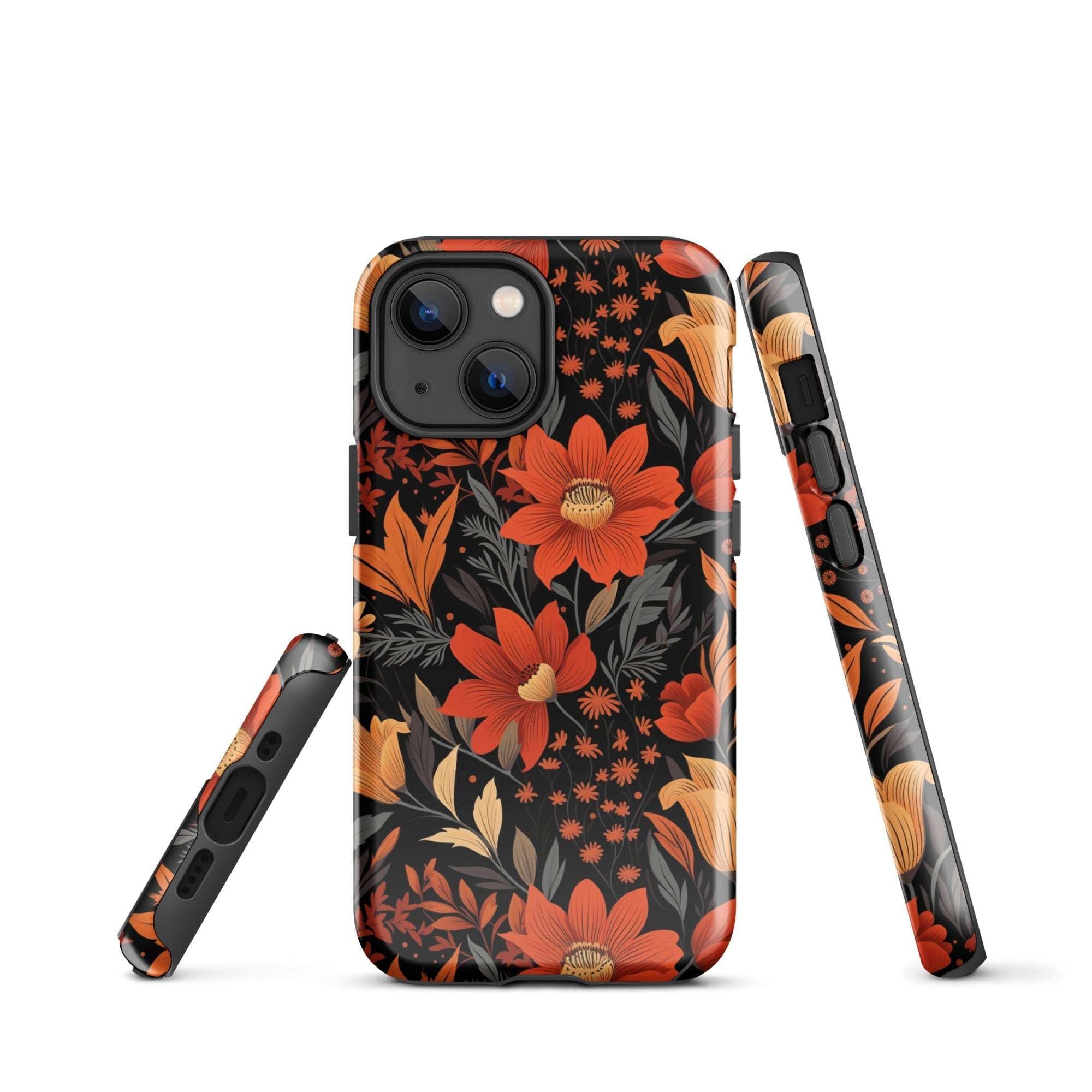 Autumn Blossom Noir - A Dark Floral Canvas - iPhone Case - Pattern Symphony