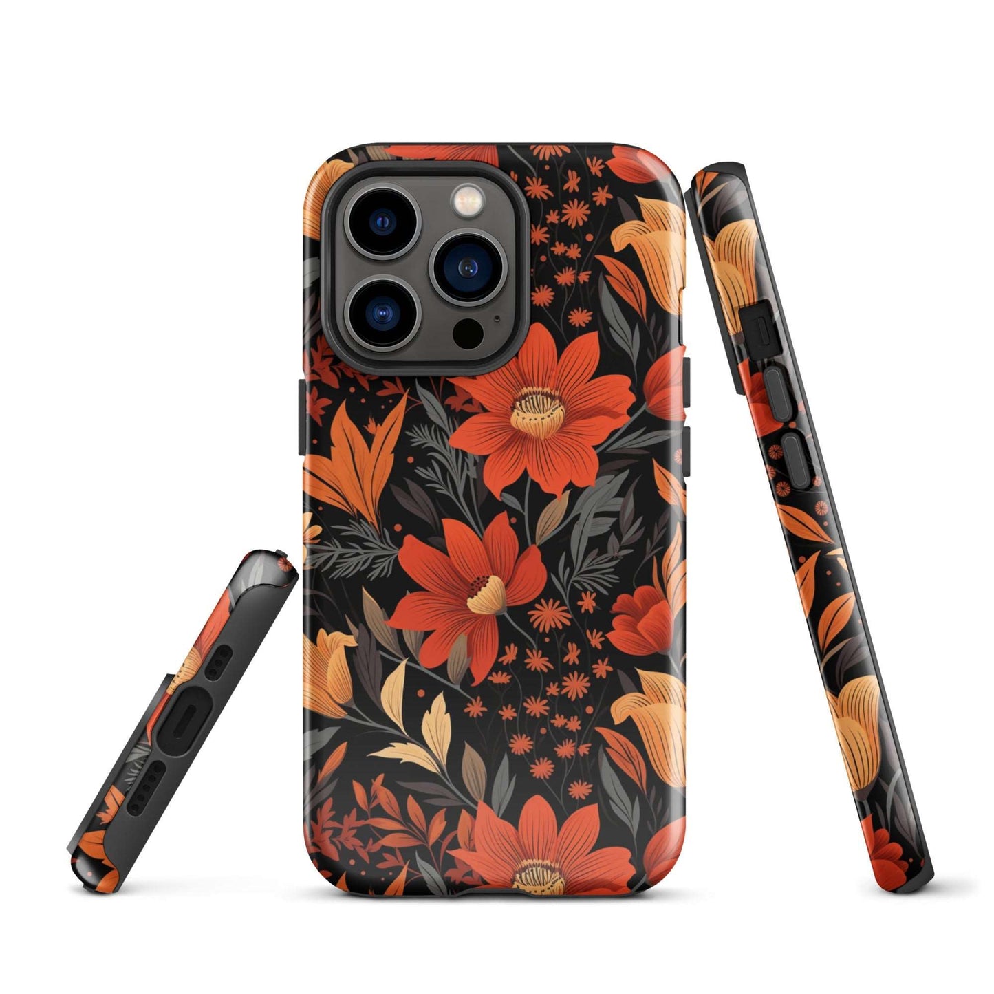 Autumn Blossom Noir - A Dark Floral Canvas - iPhone Case - Pattern Symphony