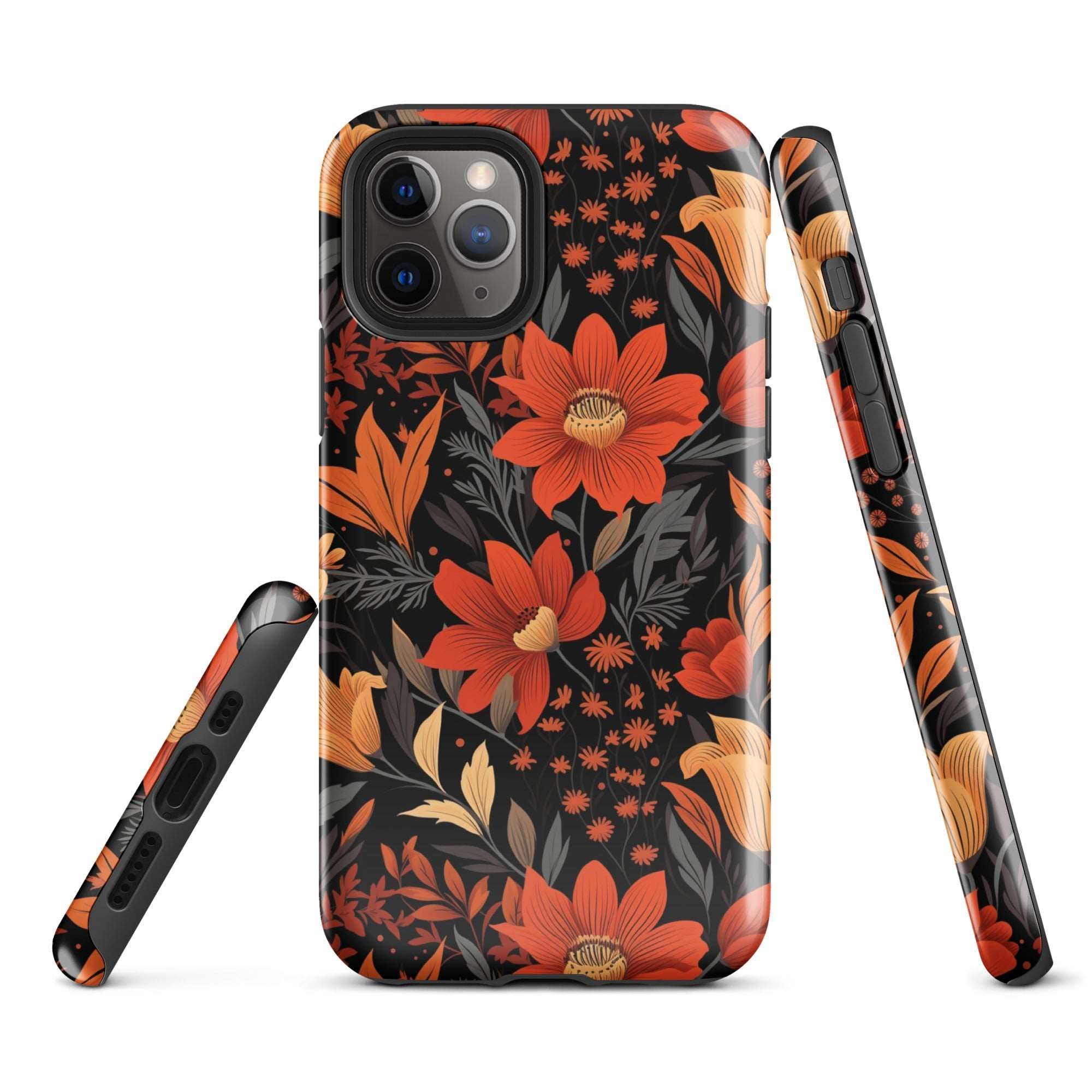 Autumn Blossom Noir - A Dark Floral Canvas - iPhone Case - Pattern Symphony