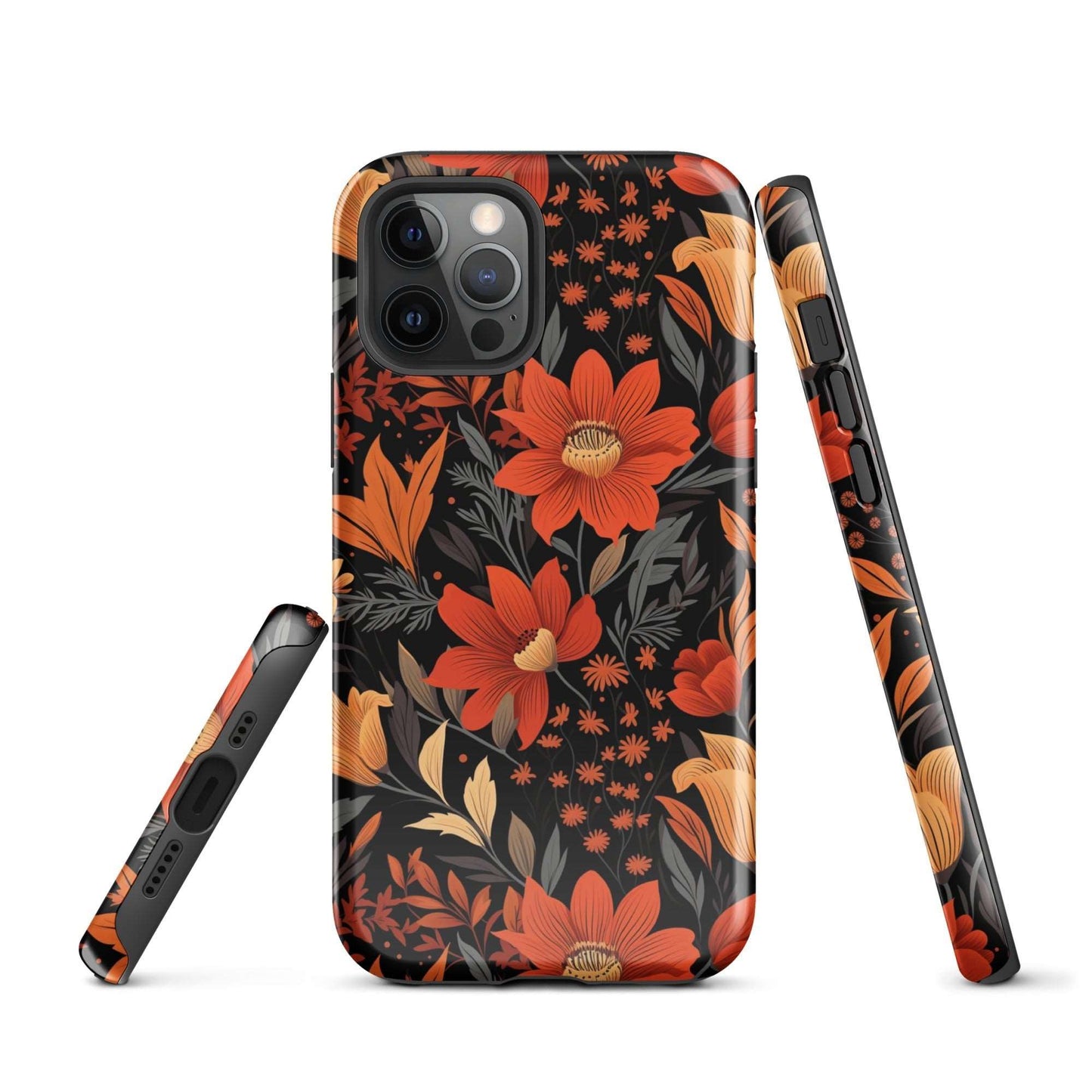 Autumn Blossom Noir - A Dark Floral Canvas - iPhone Case - Pattern Symphony