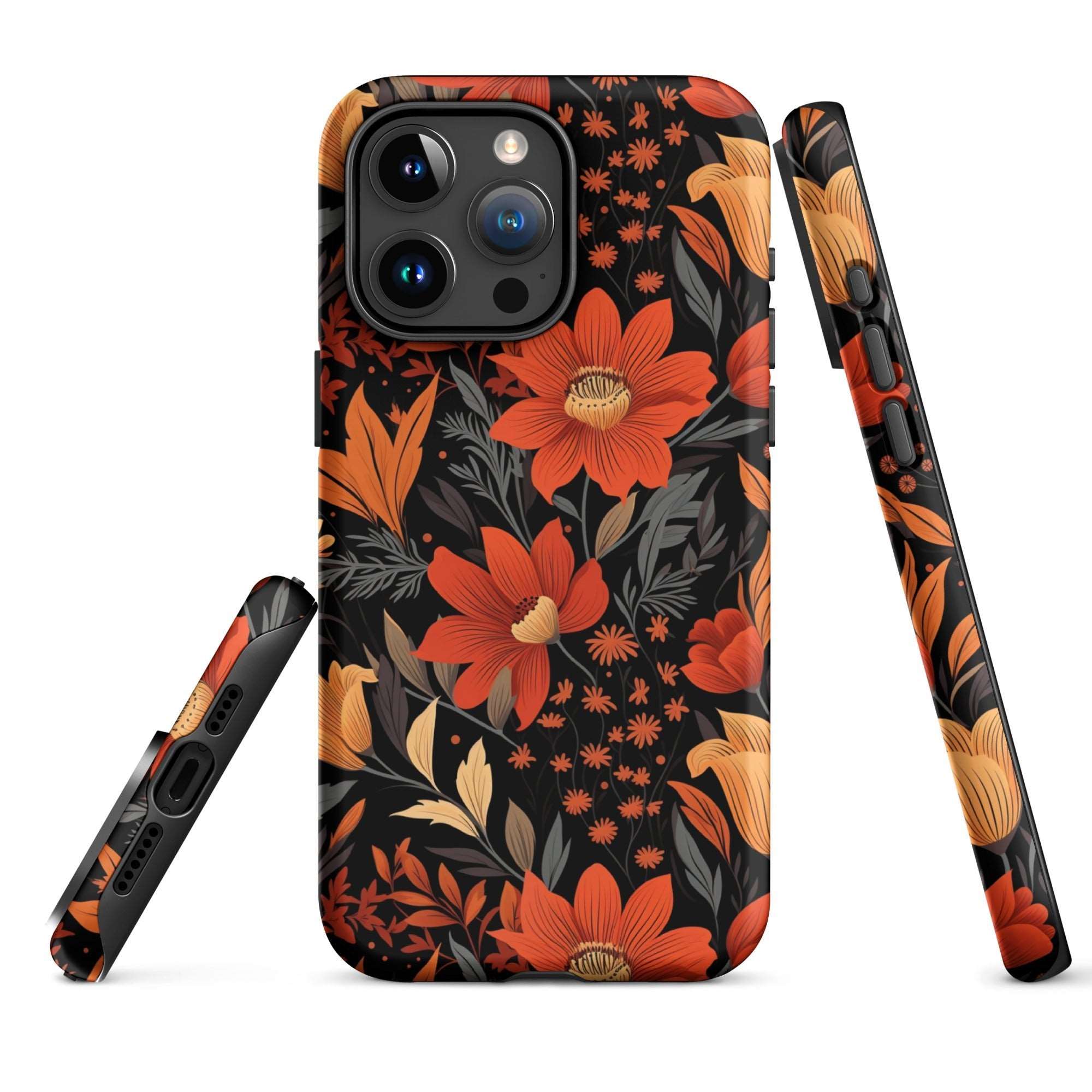 Autumn Blossom Noir - A Dark Floral Canvas - iPhone Case - Pattern Symphony