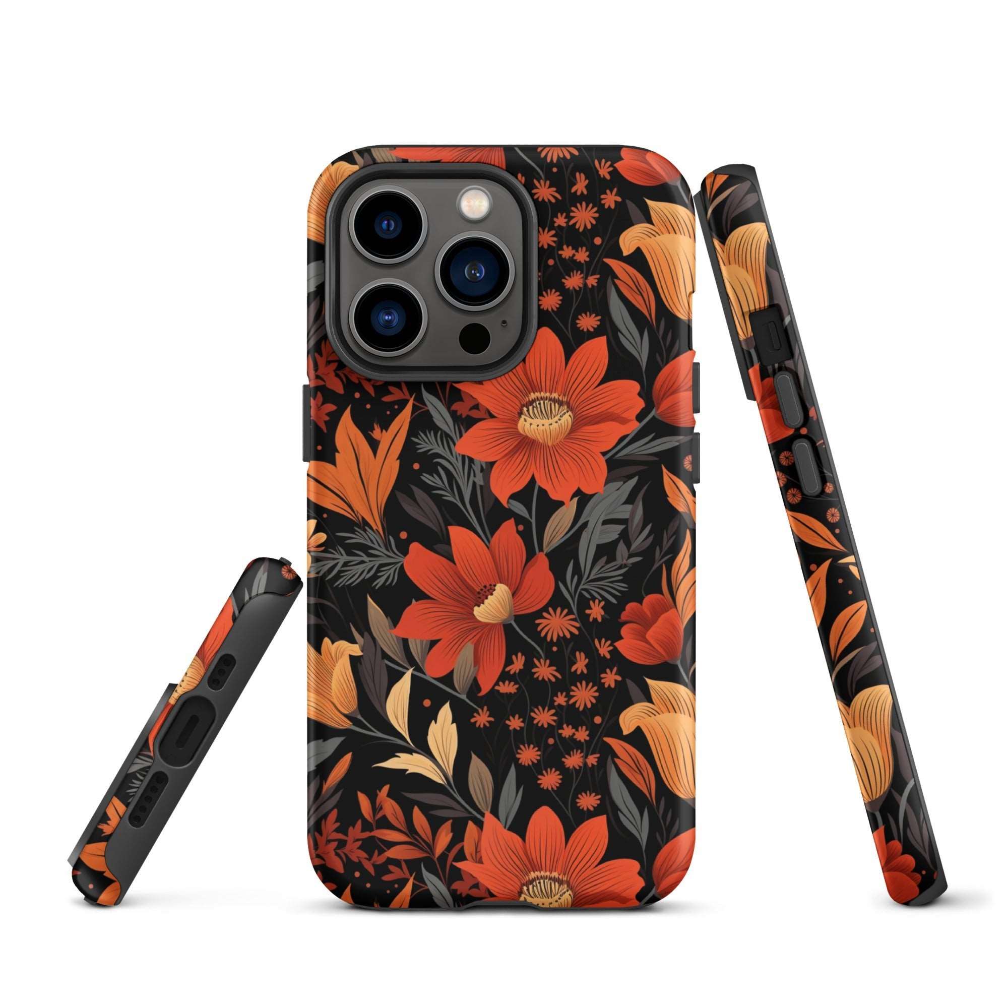 Autumn Blossom Noir - A Dark Floral Canvas - iPhone Case - Pattern Symphony