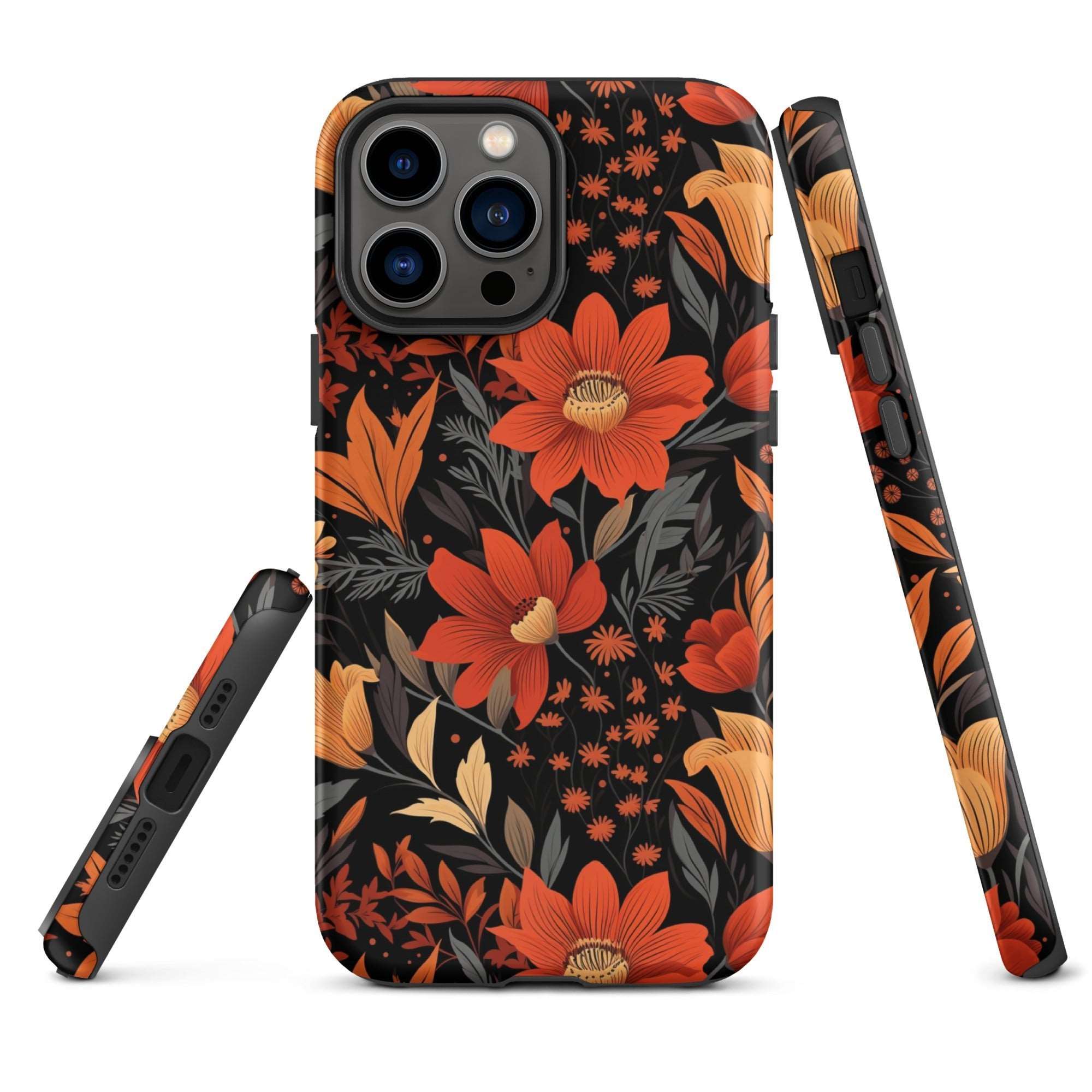 Autumn Blossom Noir - A Dark Floral Canvas - iPhone Case - Pattern Symphony