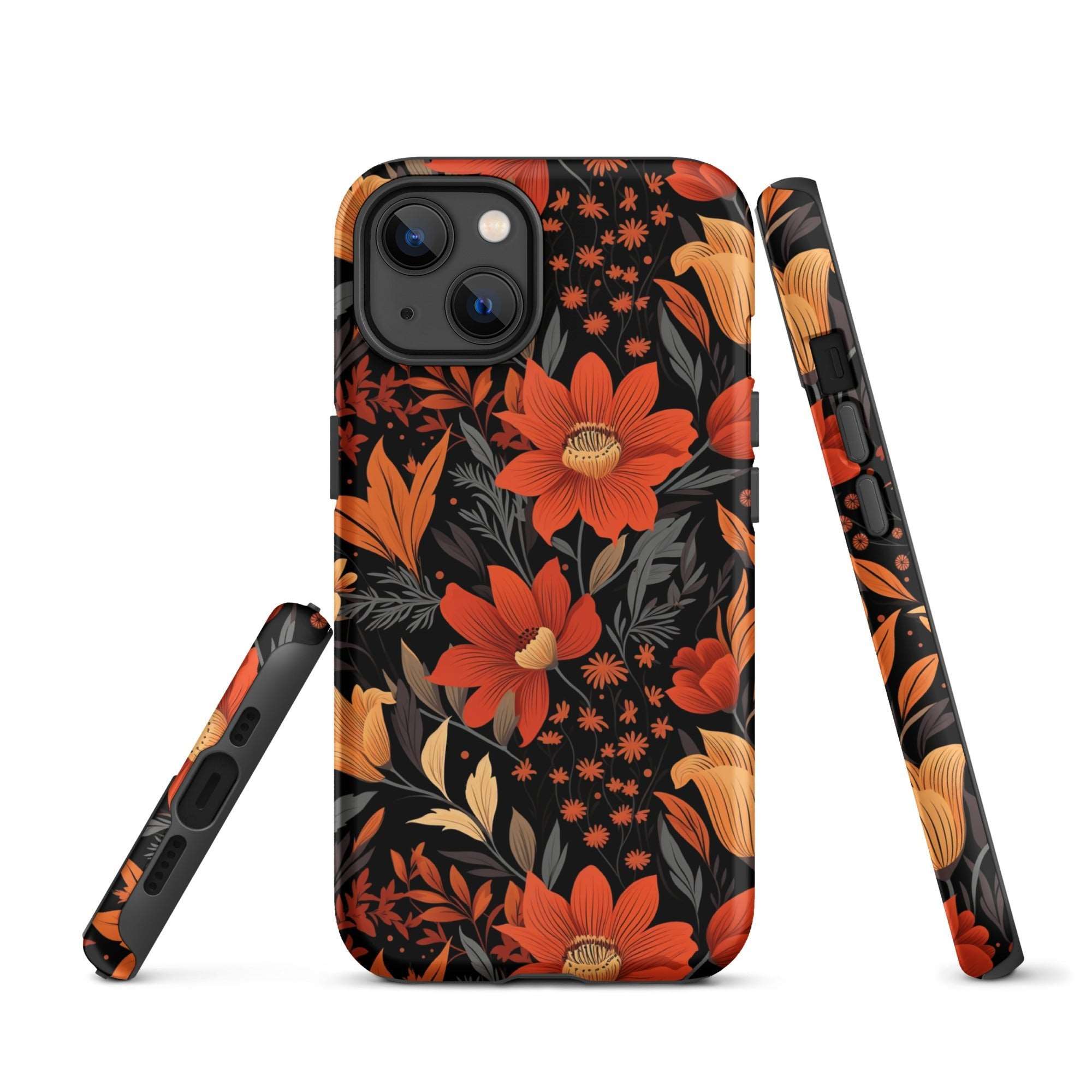 Autumn Blossom Noir - A Dark Floral Canvas - iPhone Case - Pattern Symphony