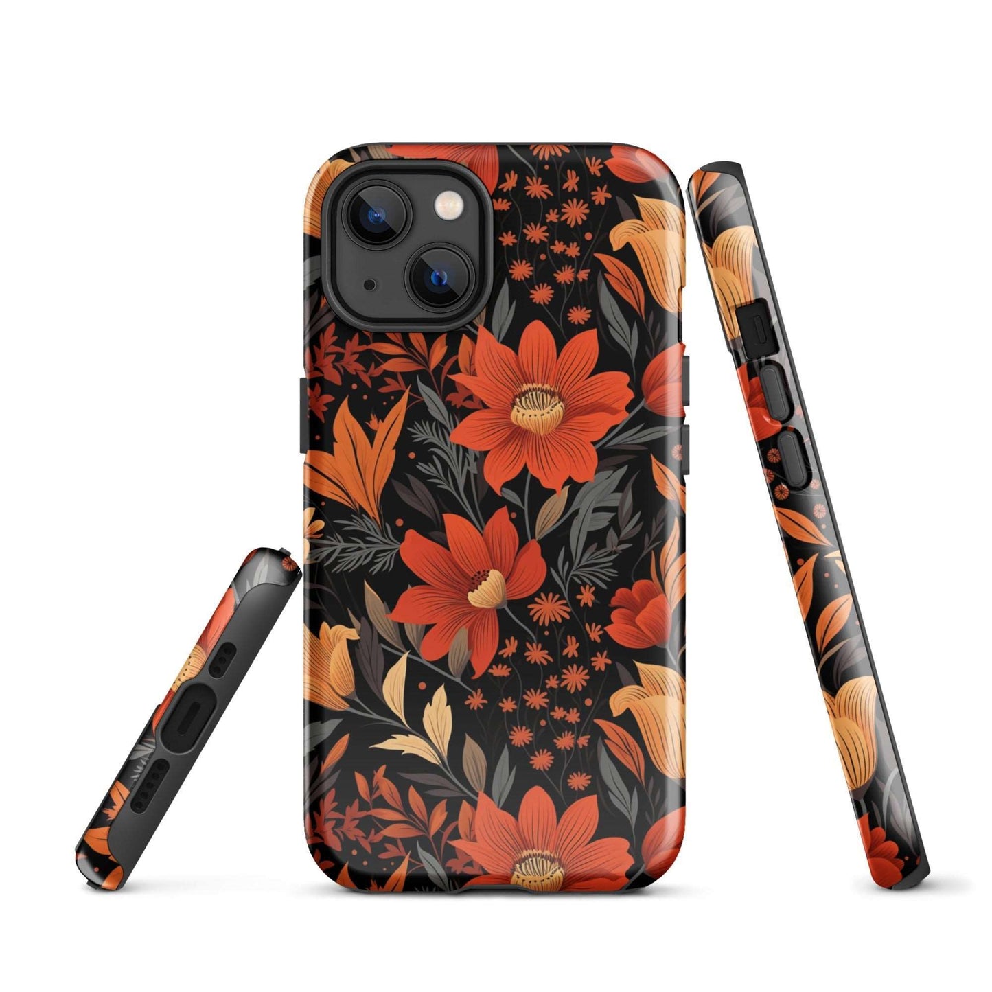 Autumn Blossom Noir - A Dark Floral Canvas - iPhone Case - Pattern Symphony