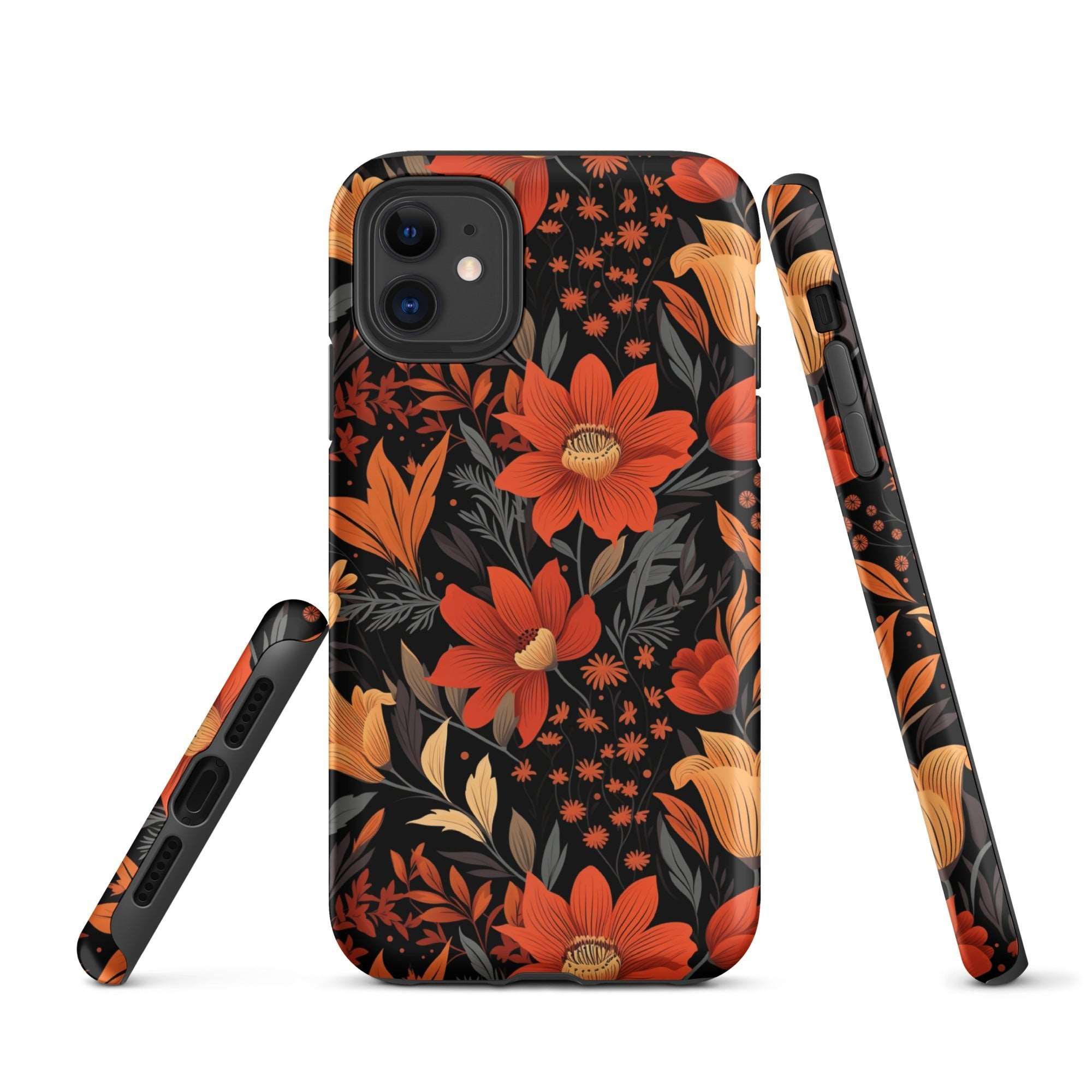 Autumn Blossom Noir - A Dark Floral Canvas - iPhone Case - Pattern Symphony