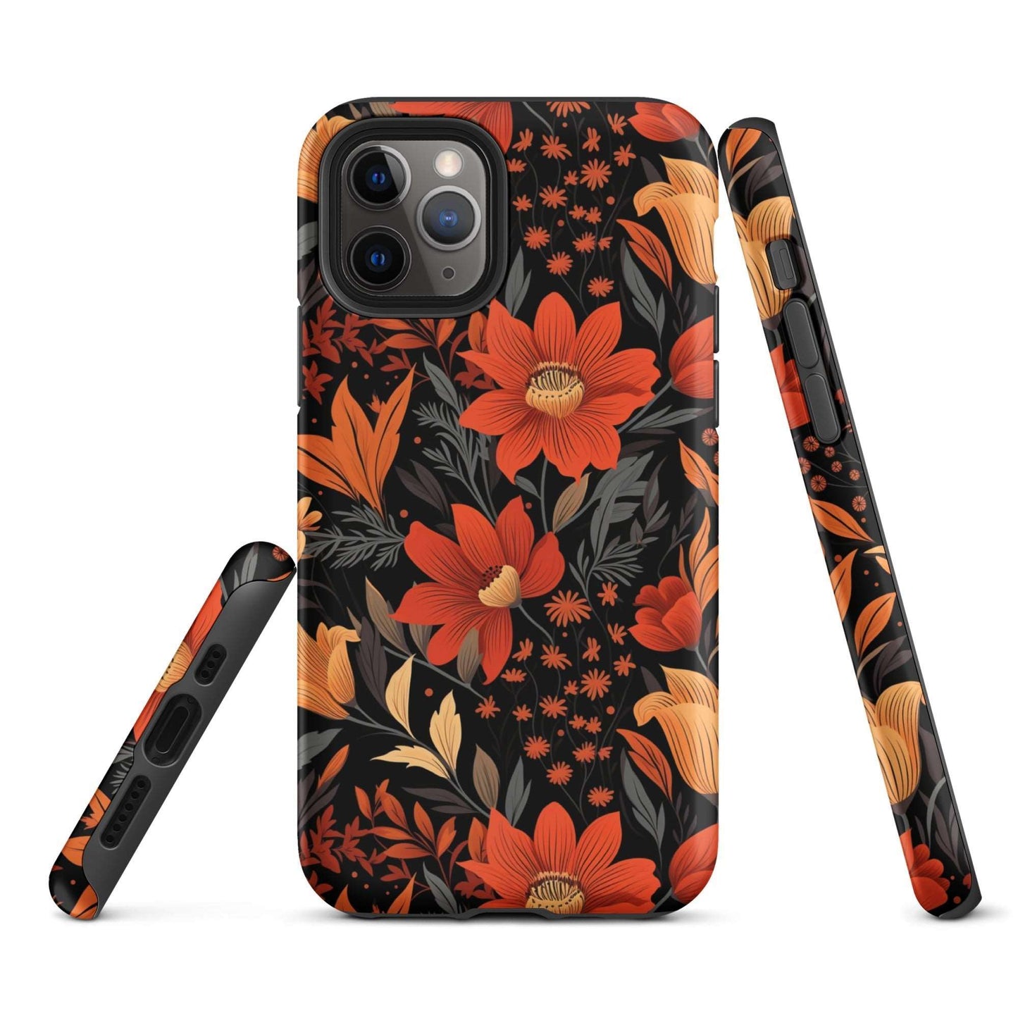 Autumn Blossom Noir - A Dark Floral Canvas - iPhone Case - Pattern Symphony