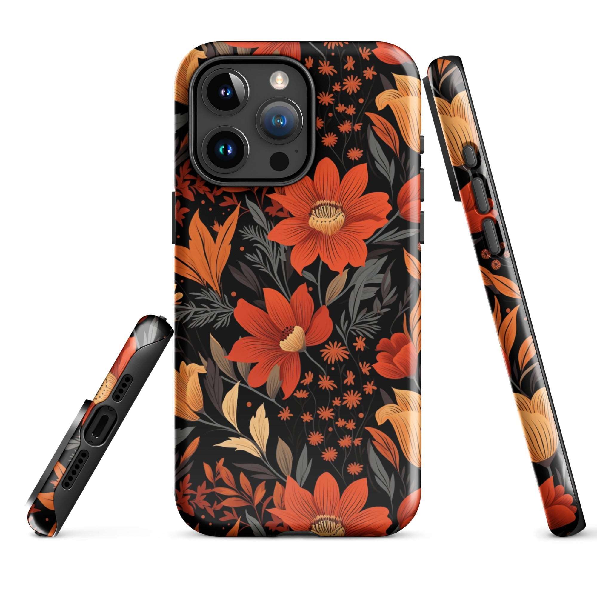 Autumn Blossom Noir - A Dark Floral Canvas - iPhone Case - Pattern Symphony