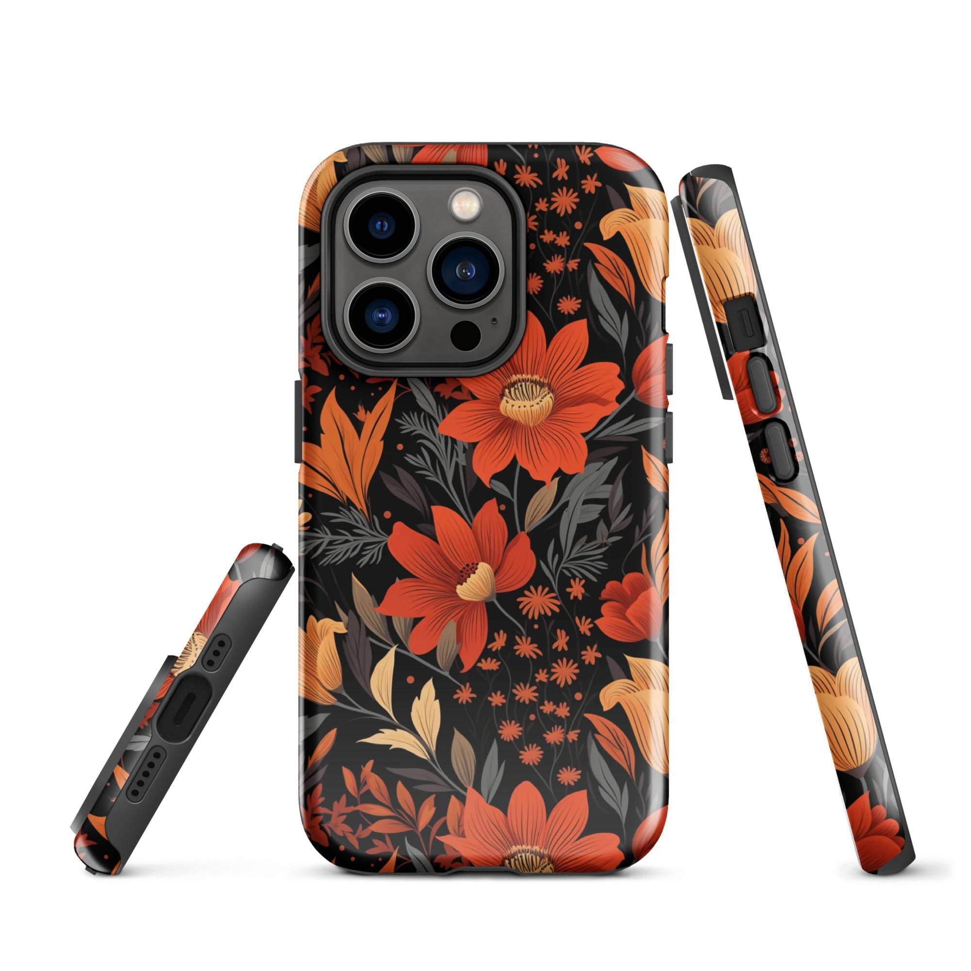 Autumn Blossom Noir - A Dark Floral Canvas - iPhone Case - Pattern Symphony